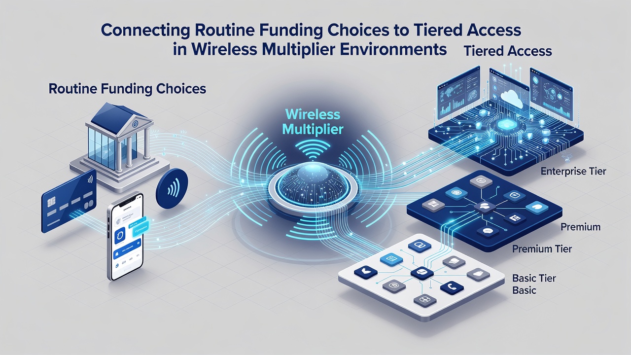 Chart illustrating tiered access levels connected to different funding sources in wireless networks