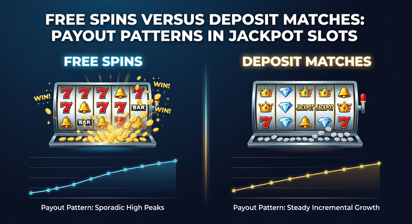 Graph comparing payout frequencies for free spins and deposit matches on progressive jackpot slots