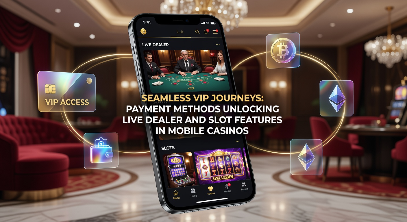 Mobile casino app displaying VIP live dealer table with payment options highlighted