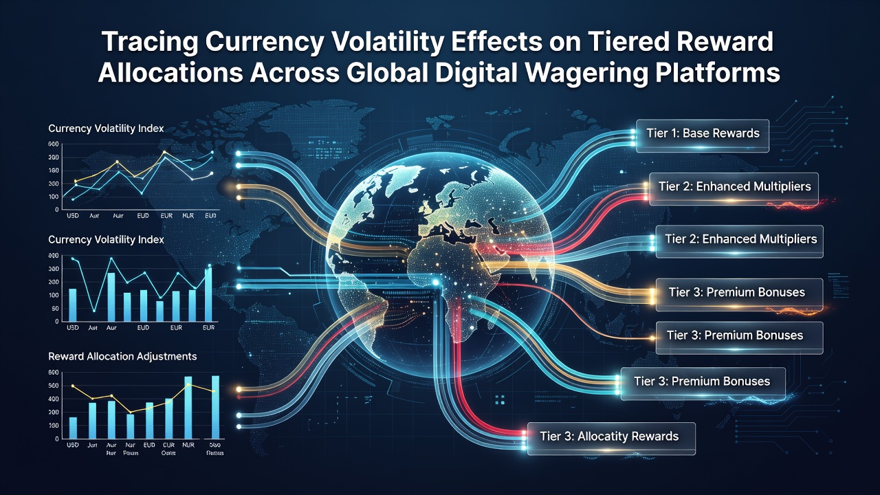 Analytics dashboard showing tiered reward adjustments linked to currency exchange rate trends