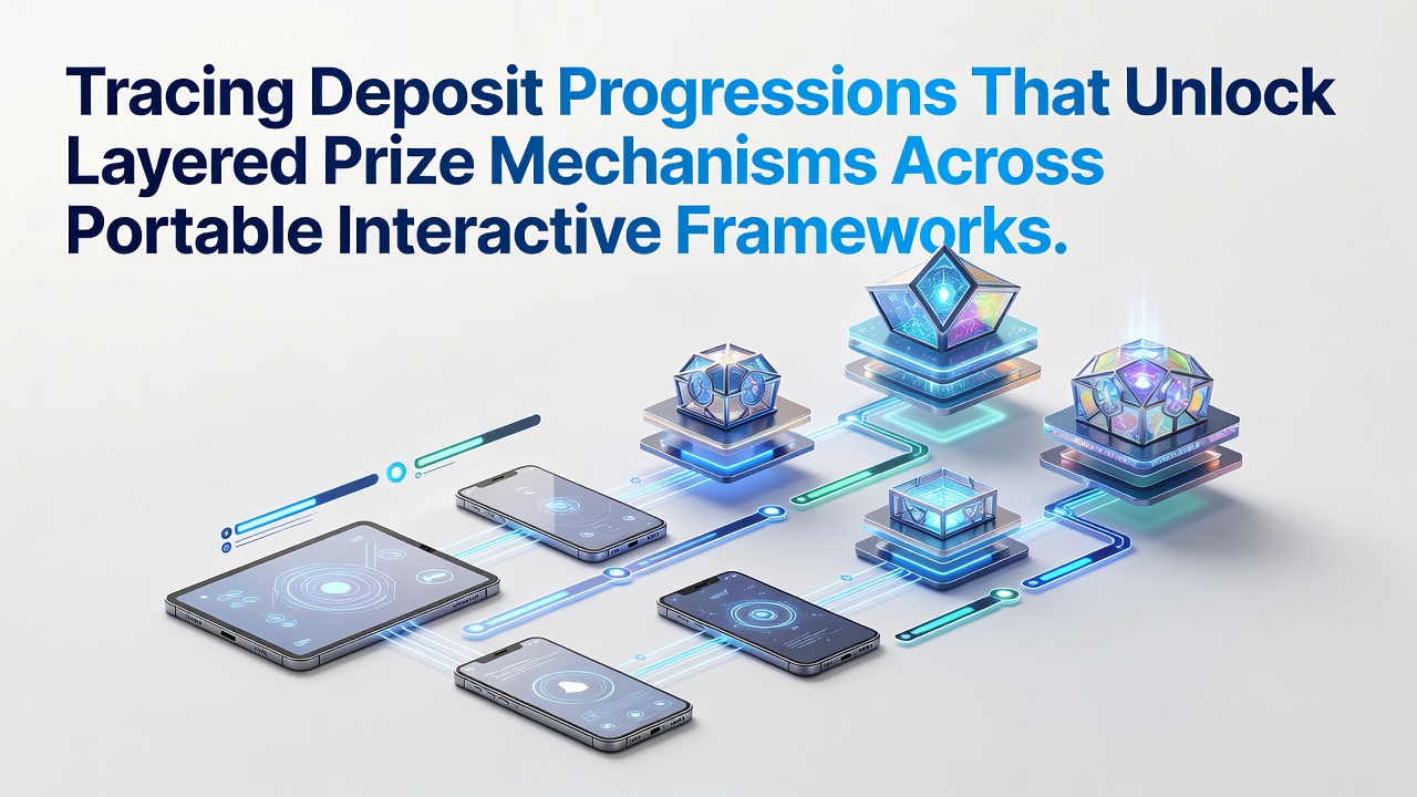 Mobile device displaying layered prize progression interface in interactive gaming framework